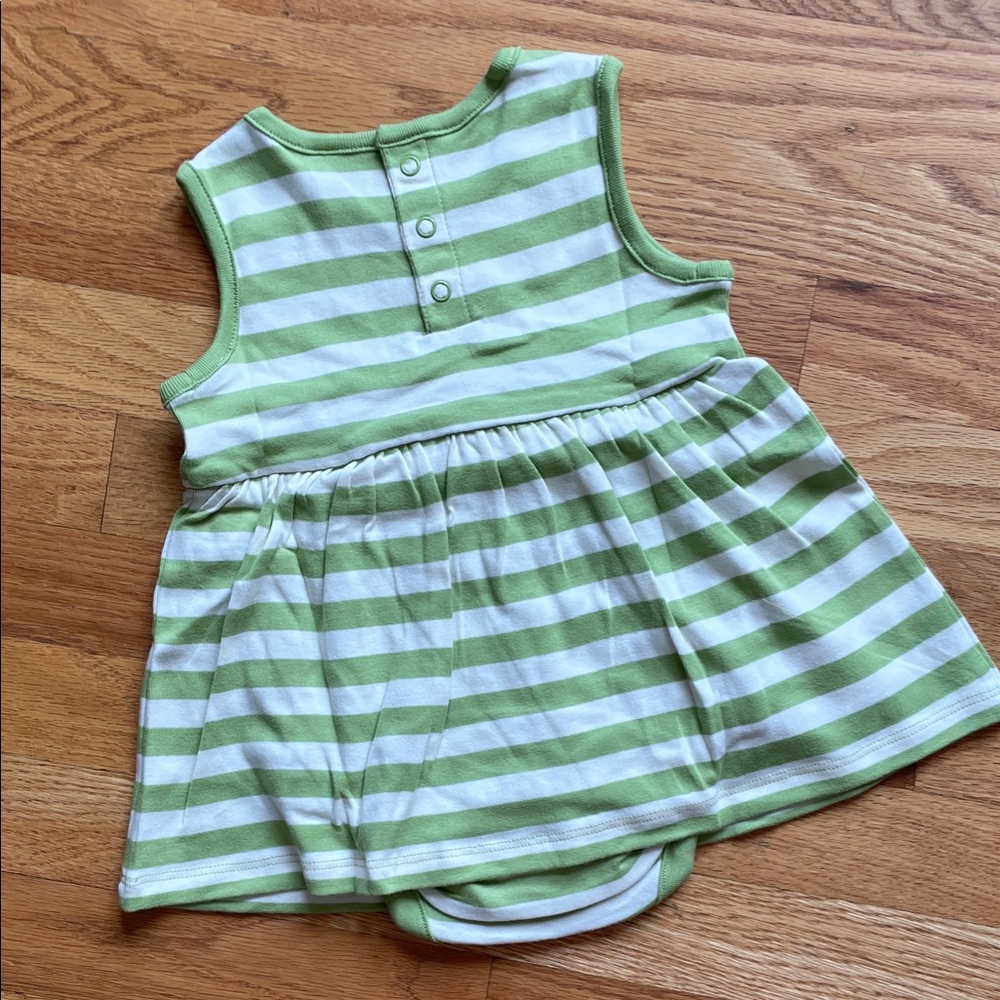 Hanna Andersson - Baby Sleeveless Skirted Bodysuit in Leaf Green Ecru - Picture 6 of 8